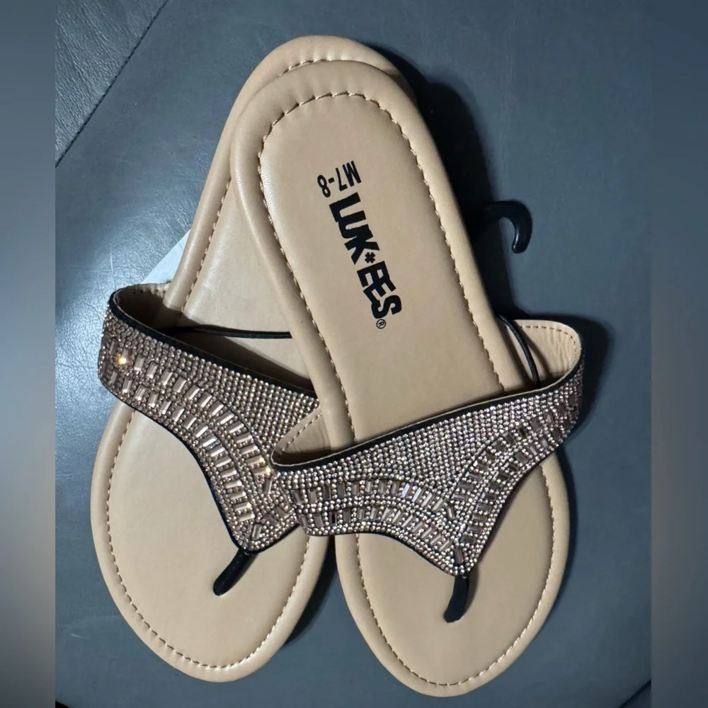 LUKEES by MUK LUKS Women's Island Tiki Sandals in Tan & Pink